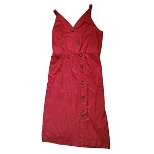 Maurices Rust Linen Blend Lined Button Front Dress‎ Size Small